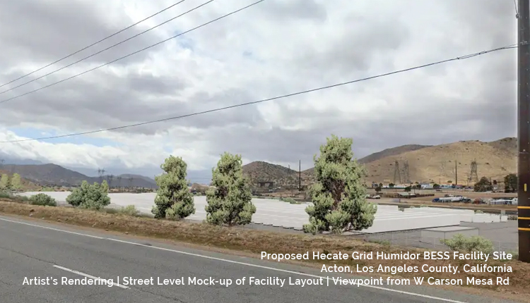 Humidor BESS Location; facility mockup, street view