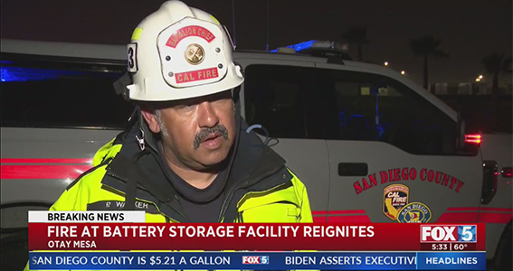 Fire at Battery Storage Facility Reignites in Otay Mesa, San Diego Couny