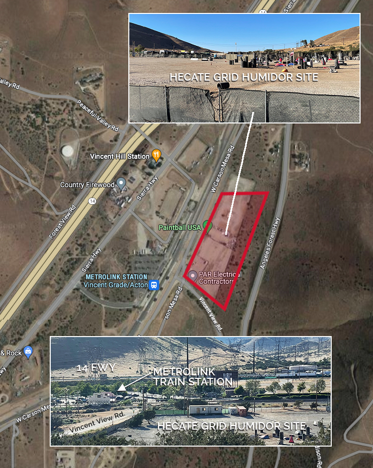 Map Detail. Proposed location of Hecate Grid's Humidor BESS Facility in Acton, CA.